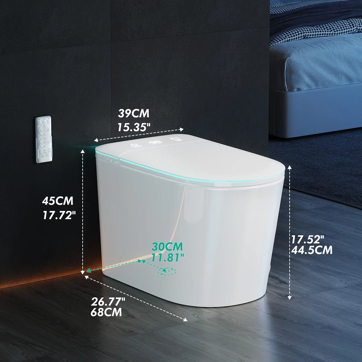 Smart Toilet with Bidet Built in, Bidet Toilet with Heated Seat and Night Light, Modern Tankless Toilet with UV for Bathroom, One Piece Toilets with Soft Close, Dryer, Foot Sensor, Auto Lid& Seat
