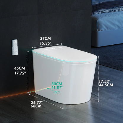Smart Toilet with Bidet Built in, Bidet Toilet with Heated Seat and Night Light, Modern Tankless Toilet with UV for Bathroom, One Piece Toilets with Soft Close, Dryer, Foot Sensor, Auto Lid& Seat