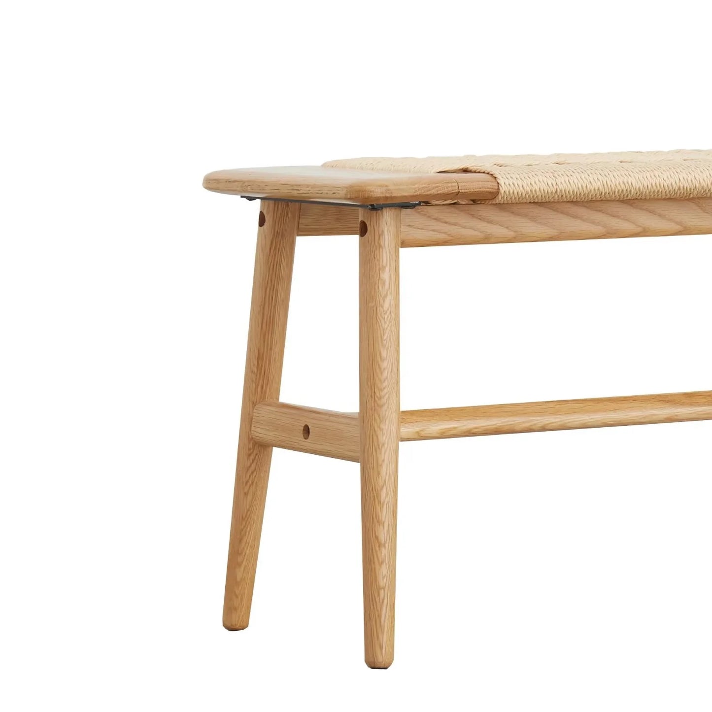Woven Design Dining Bench, Solid Wood Bed End Bench with 4 Solid Legs and Woven Cover, Long Kitchen Dining Bench for Living Room Dining Room Bathroom, Easy Assembly, Natural