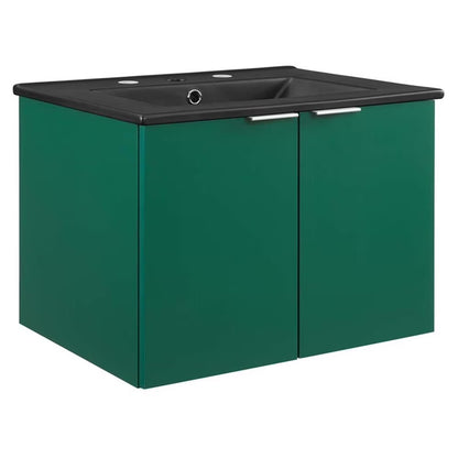 Modway Maybelle Modern Wood Wall-Mount Bathroom Vanity in White/Black