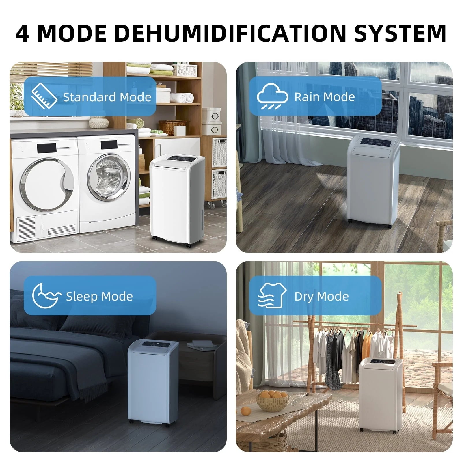 Rocyis 70 Pints 4,500 Sq. Ft. Home Dehumidifier for Large Room, Basement with Auto Shut off, Drain Hose, Reusable Filter Humidity Control for Bedroom, Bathroom