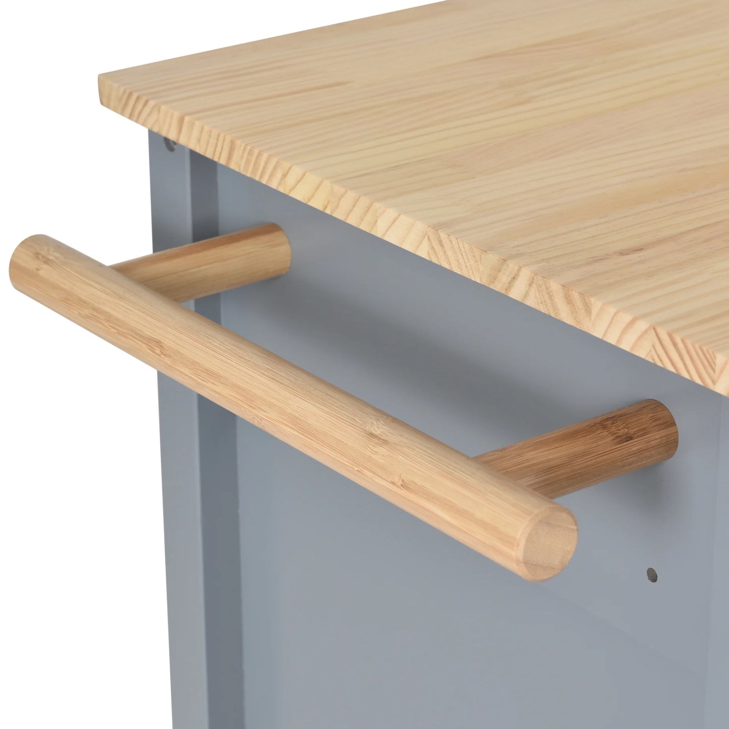 54.3" Kitchen Island Cart, Modern Solid Wood Storage Cabinet with Locking Wheels, 4 Door, Spice Rack, Towel Rack and Two Drawers, Rolling Mobile Kitchen Island Table, Blue