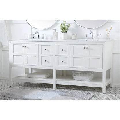 Elegant Decor Theo 72" Steel and Solid Wood Double Bathroom Vanity in Gray