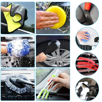 Dsseng 18pcs Car Wash Cleaning Tools Kit Car Detailing Set Car Wash Kit Interior and Exterior with Car Detail Brushes Tire Brush Towels