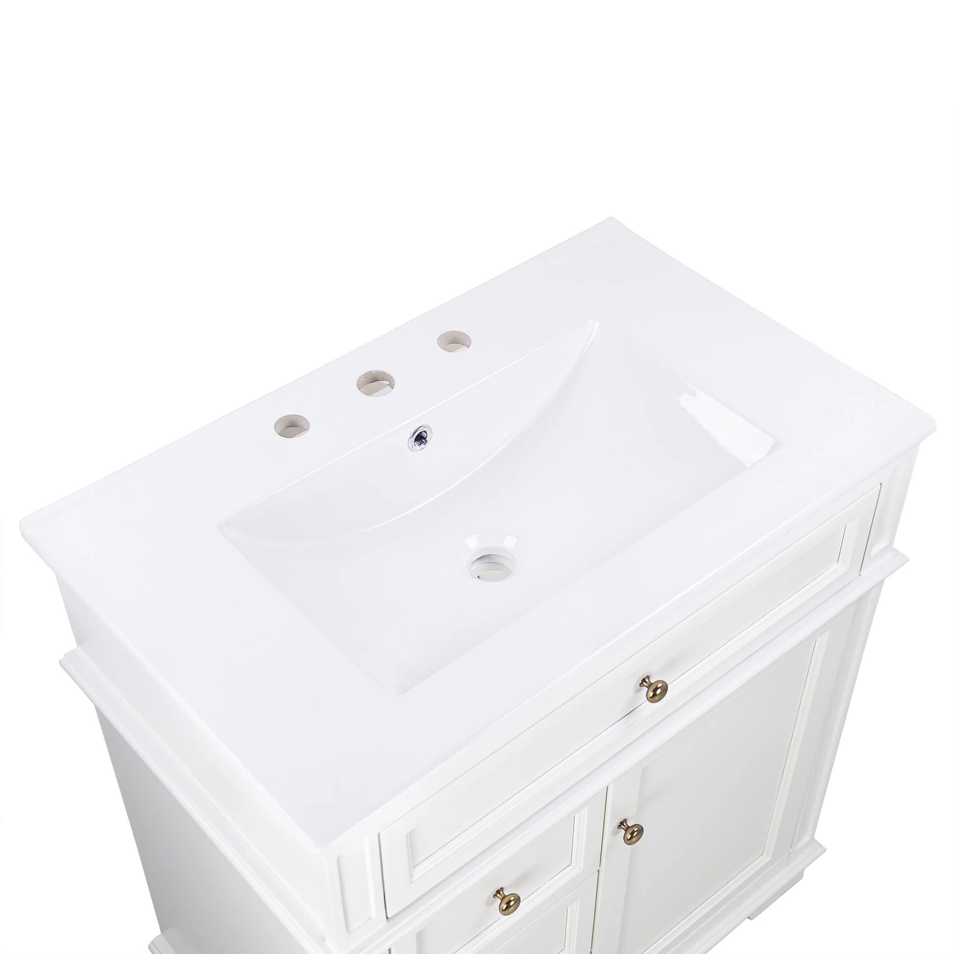 GDF Studio 30" Modern Bathroom Vanity with Sink Combo Set, 3 Drawers and A Tip-out Drawer, Door Shelf, White