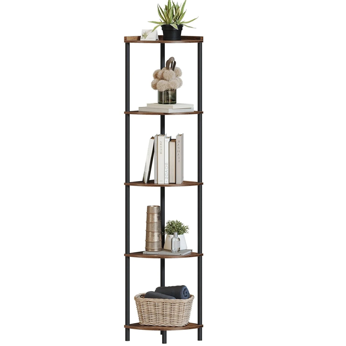SUNMORY Corner Shelf Stand, 5 Tier Corner Bookshelf Plant Stand Storage Shelf for Bathroom Display Shelf for Living Room