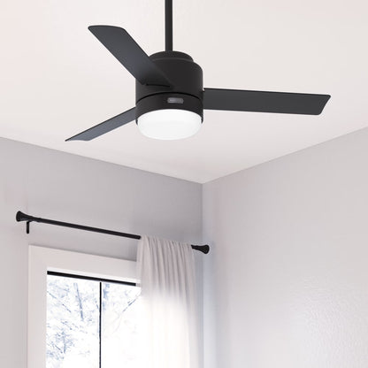 Hunter - Gilmour Indoor/Outdoor Ceiling Fan With Light, Remote, 44-inch, Matte Silver, Casual-style, 3-speed WhisperWind Motor, 51845, for Porches, Bathrooms