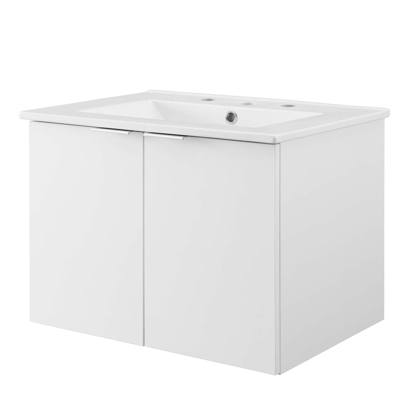 Sink Vanity Cabinet, Wall Mounted, Melamine, Green White, Modern Contemporary Urban Design, Hotel Bedroom Bathroom Master Suite Guest
