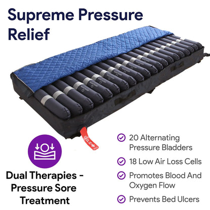 Proheal Low Air Loss Alternating Pressure Air Mattress with Pump - 3" Foam Base - 36” x 80” x 8"