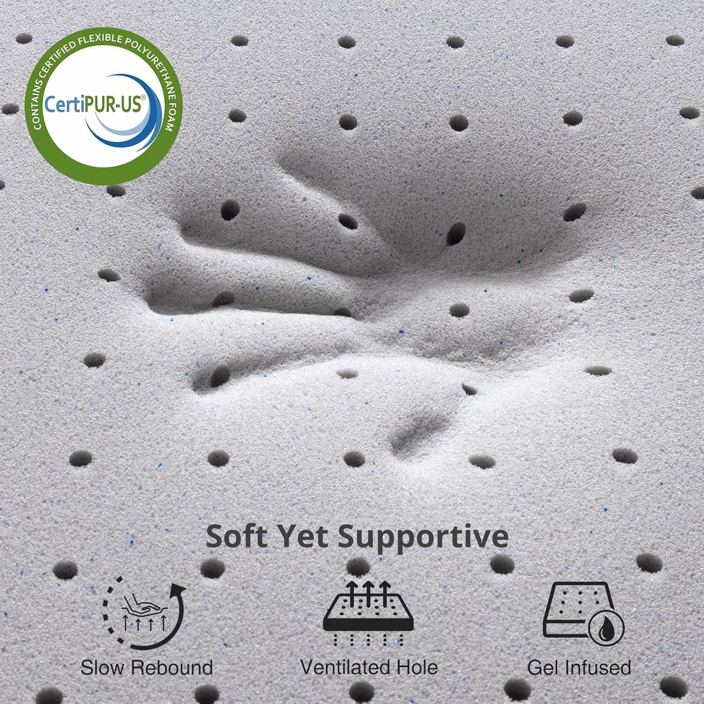 MAYEERTY 2 Inch King Mattress Topper - Gel Memory Foam, Cooling Double Bed Topper for Soft Sleep, Pressure Relief, CertiPUR-US