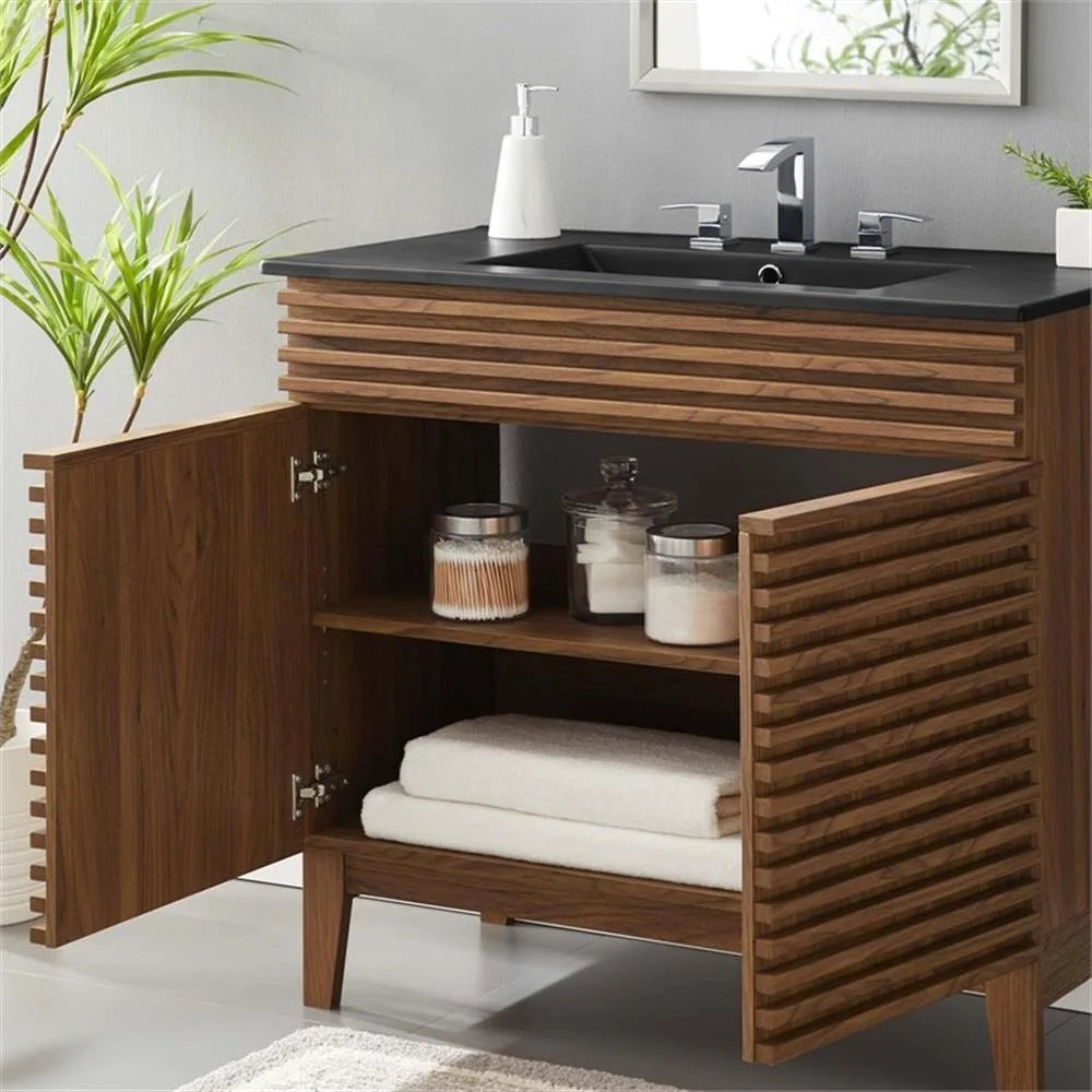Modway Render 36" Bathroom Vanity in Walnut Black