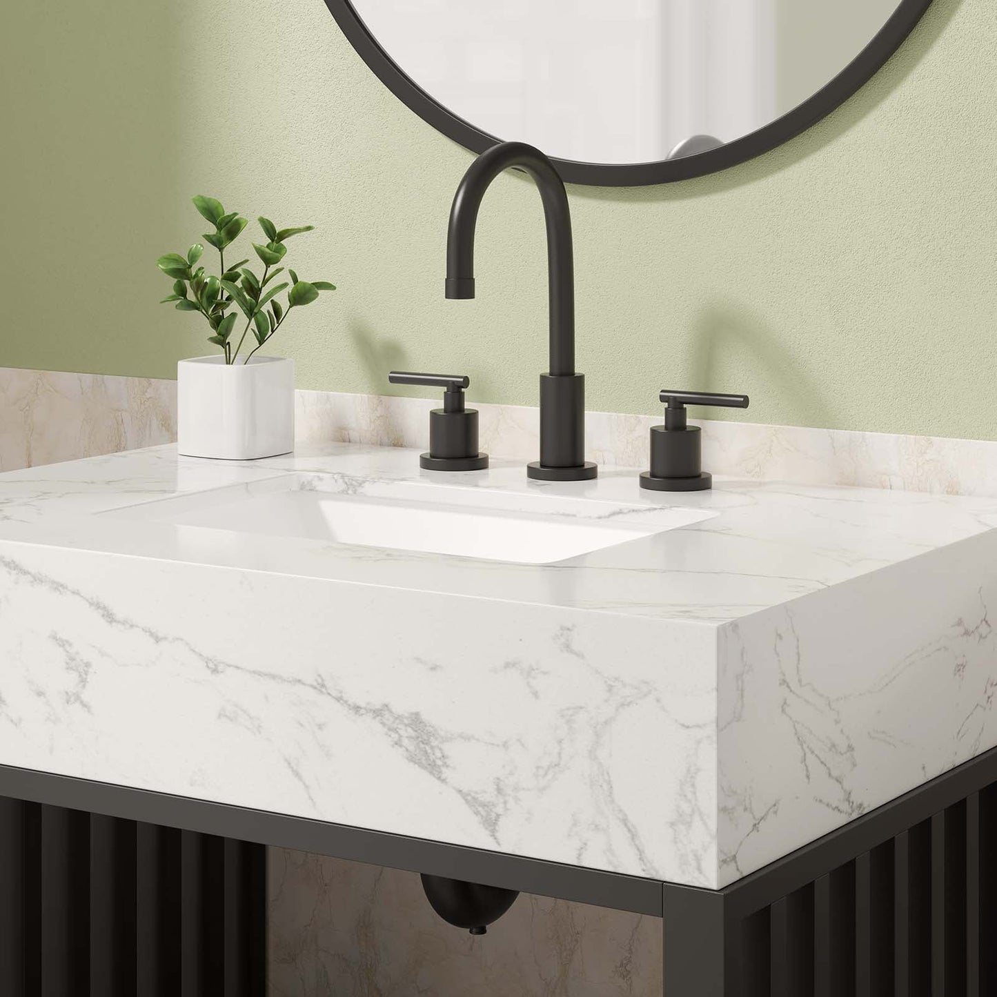 Modway Gridiron 30" Bathroom Vanity in White Black