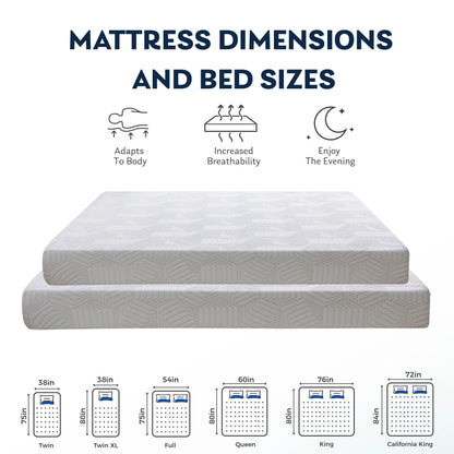 MLILY Ego Blue 8 inch Cooling Gel Memory Foam Mattress, Twin Mattress in a Box, Medium