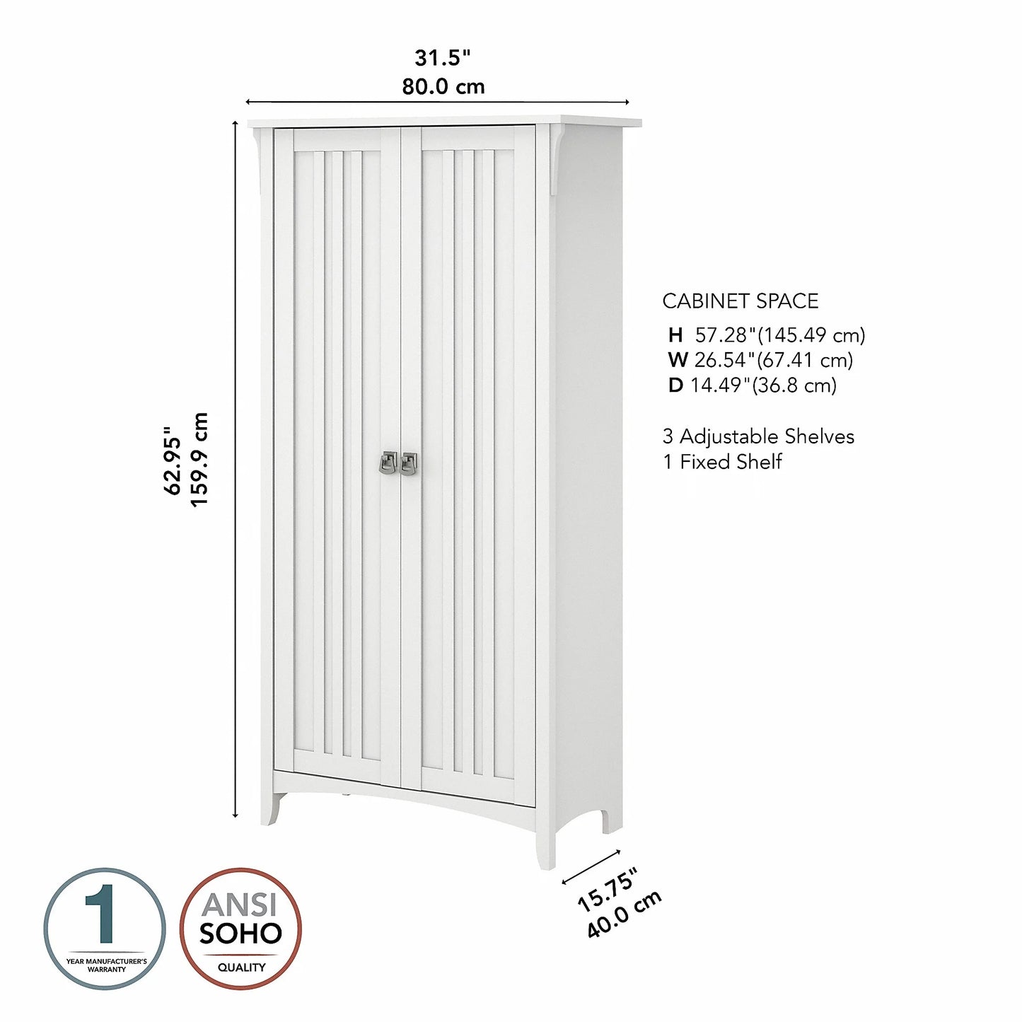 Salinas Bathroom Storage Cabinet with Doors in White/Shiplap - Engineered Wood