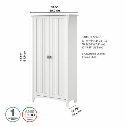 Salinas Bathroom Storage Cabinet with Doors in White/Shiplap - Engineered Wood