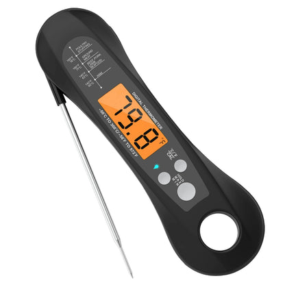 BEYCED Instant Read Digital Meat Thermometer,IP67 Waterproof Grill Thermometer with Magnet,Foldable Probe,Acklight,Calibration,Fast & Precise Reading for Kitchen,Cooking,BBQ,Candy,Beef,Turkey
