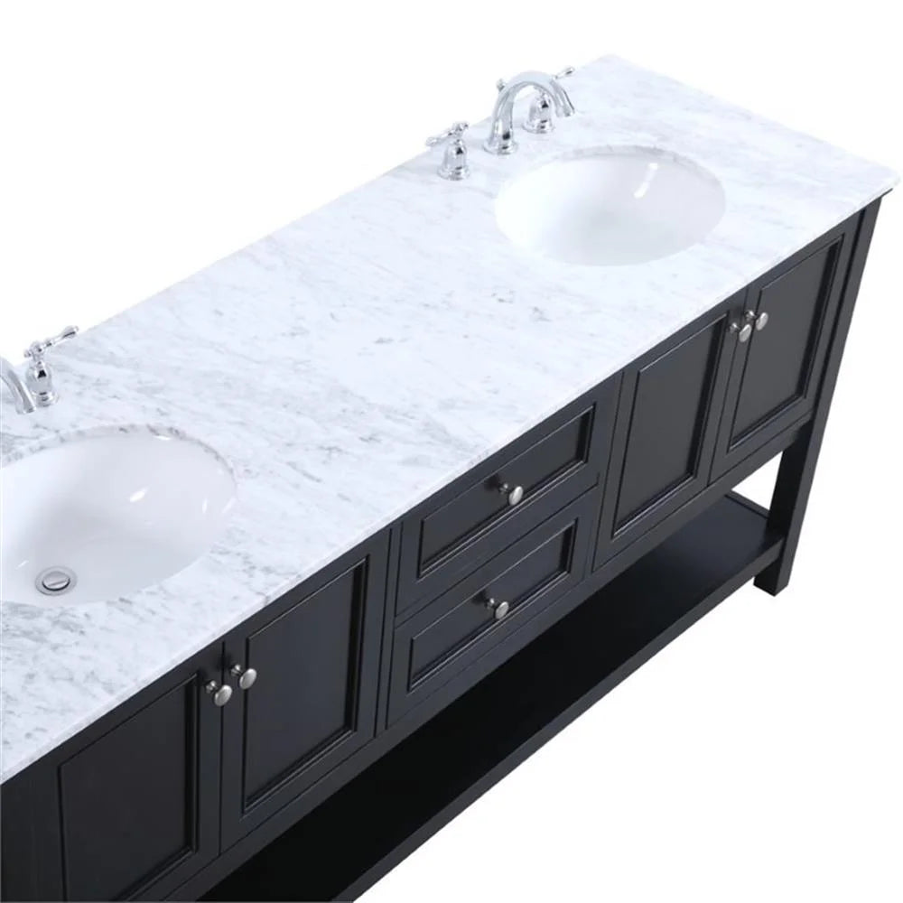 Elegant Kitchen and Bath 72 in. double sink bathroom vanity set in Black