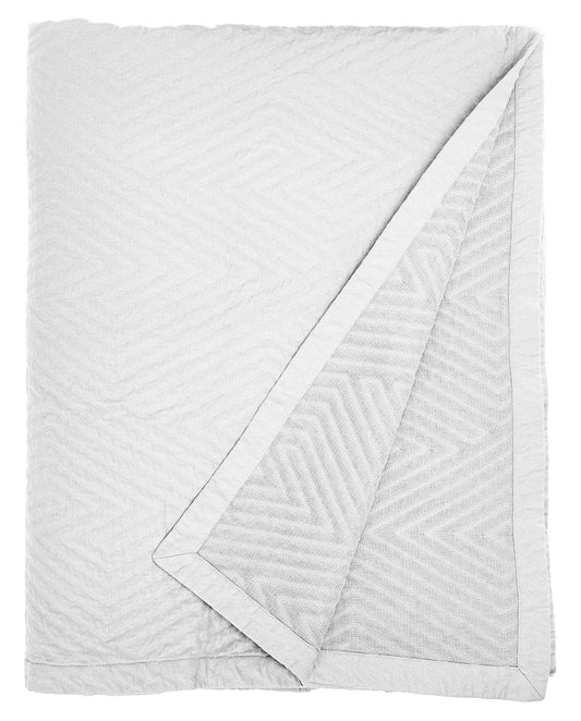 Matelass Blanket Coverlet, Queen, Grid/White