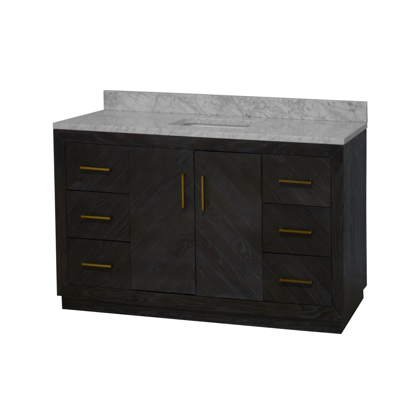 Peyton 60" Single Bathroom Vanity with Gray Oak Cabinet and Carrara Marble Top