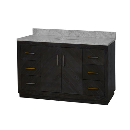 Peyton 60" Single Bathroom Vanity with Gray Oak Cabinet and Carrara Marble Top