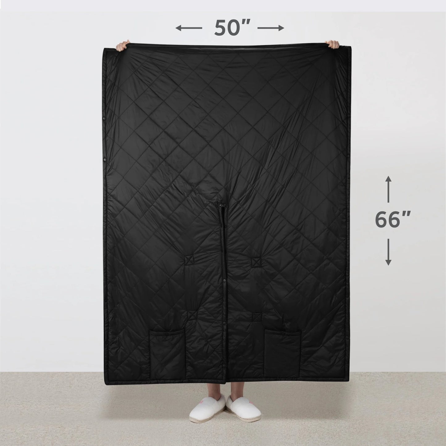 Sunbeam On-the-Go Cordless Heated Throw Blanket with Hood Black Nylon/Microplush 50x66