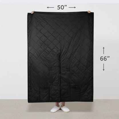 Sunbeam On-the-Go Cordless Heated Throw Blanket with Hood Black Nylon/Microplush 50x66