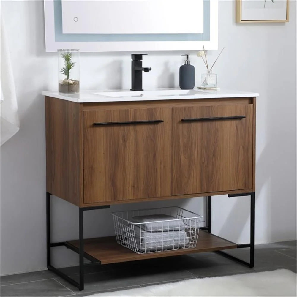 Elegant Kitchen and Bath 36 Inch Single Bathroom Vanity In Walnut Brown