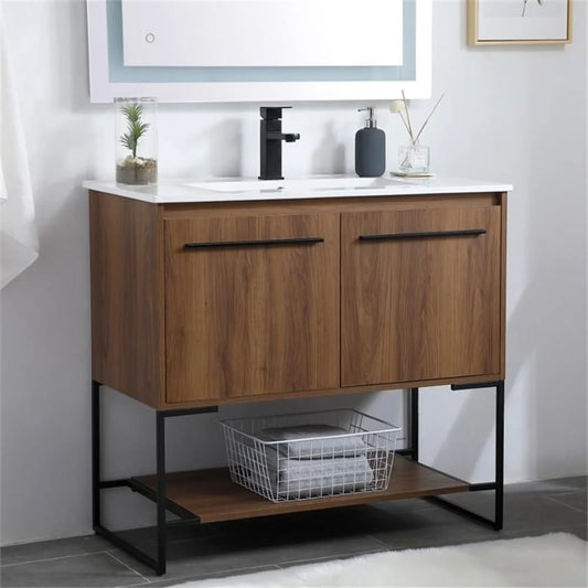 Elegant Kitchen and Bath 36 Inch Single Bathroom Vanity In Walnut Brown