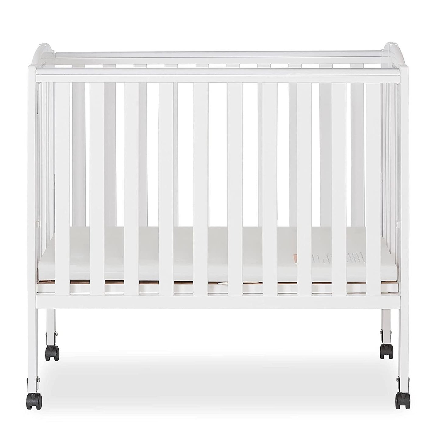 Dream On Me 2-in-1 Folding Portable Mini Crib in White. Mattress Pad Included. Easy to Fold and Store Baby Crib. Two Adjustable Mattress Height positions Convertible Crib