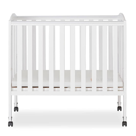 Dream On Me 2-in-1 Folding Portable Mini Crib in White. Mattress Pad Included. Easy to Fold and Store Baby Crib. Two Adjustable Mattress Height positions Convertible Crib