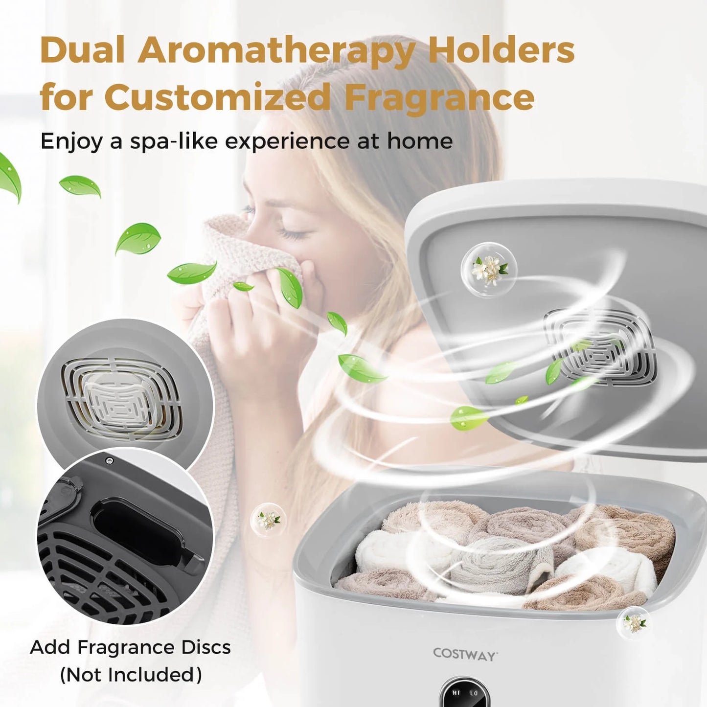 Costway 40L Large Towel Warmer for Bathroom with 2 Heat Levels Timer & Auto Shut off