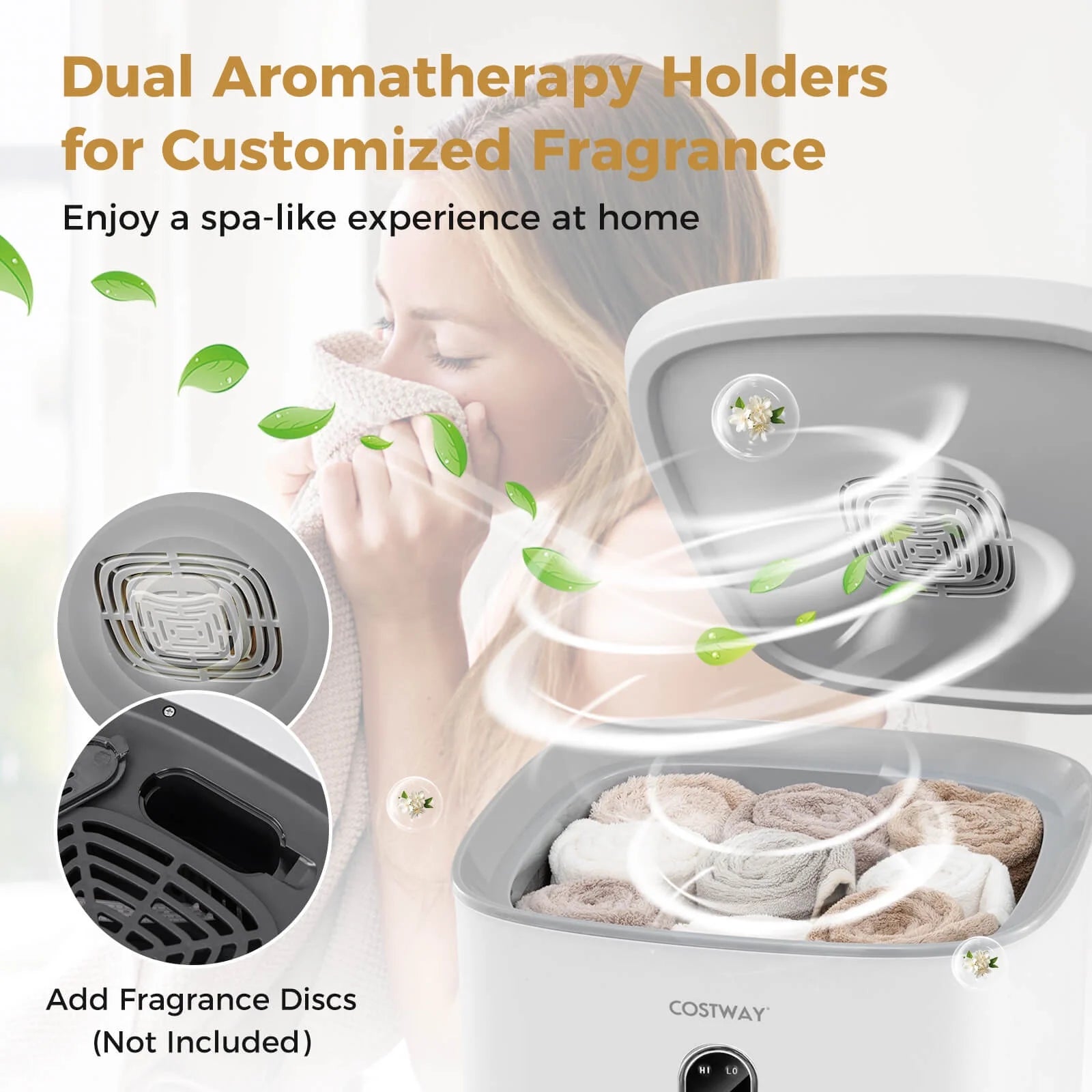 Costway 40L Large Towel Warmer for Bathroom with 2 Heat Levels Timer & Auto Shut off