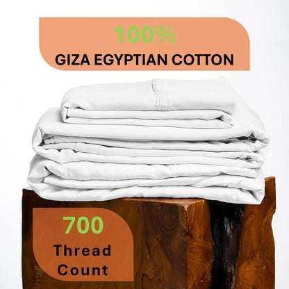 700 Thread Count, 100% Giza Egyptian Cotton Bedding Set, 6-PC Sheets Set, 12 Inch Deep Pocket of Fitted Sheet, Soft Sateen Weave Breathable - Black, Twin