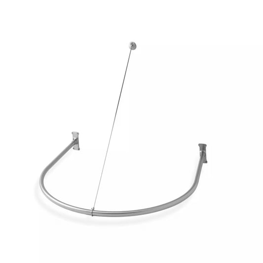 Naiture Half-Oval Stainless Steel Shower Curtain Rod with Swivel Ceiling Support in 36" L X 36" W, Brushed Nickel Finish
