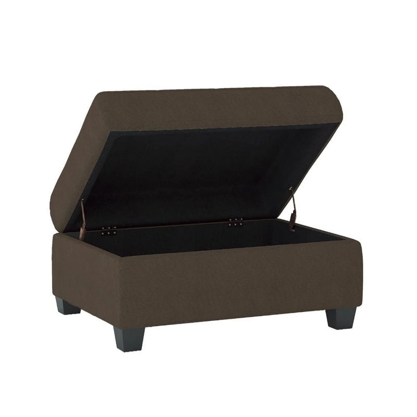 Pemberly Row Upholstered Storage Ottoman, Large Button Tufted Footrest for Living Room, Square Bench with Hidden Space for Blankets, Chocolate
