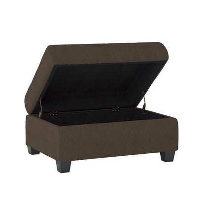 Pemberly Row Upholstered Storage Ottoman, Large Button Tufted Footrest for Living Room, Square Bench with Hidden Space for Blankets, Chocolate