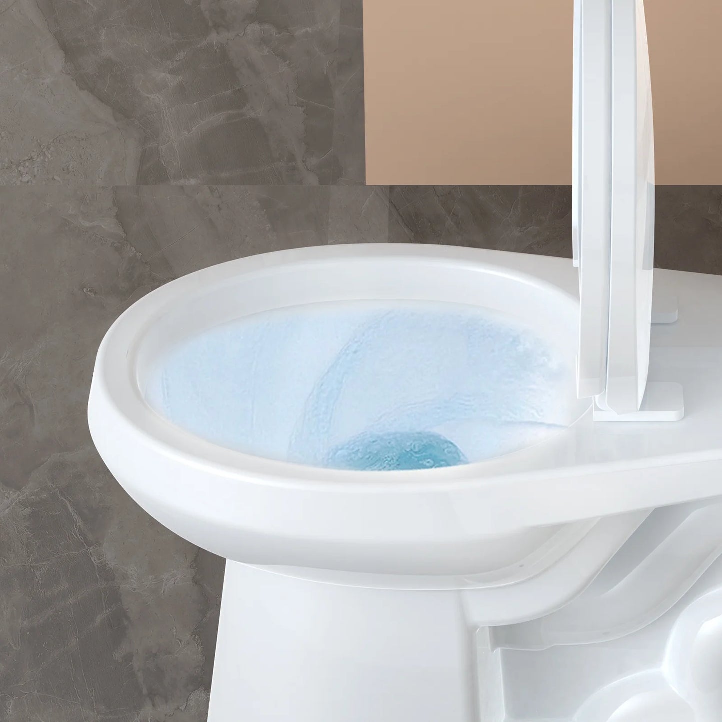 Two Piece Toilet, Elongated ADA 17" Height, Side Press Flush Split Toilet with Under-Locking Lid, Toilets for Bathrooms Comfort, Powerful Flushing American Standard Toilet, White