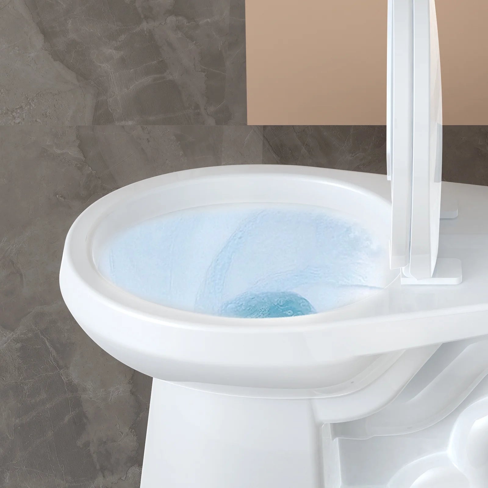 Pinypikaka Two-Piece Toilet with Toilet Seat and Wax Ring, Round Toilets for Bathrooms, 1.28 Siphonic Flush Toilet Cotton White 17", Toilet Seat Included