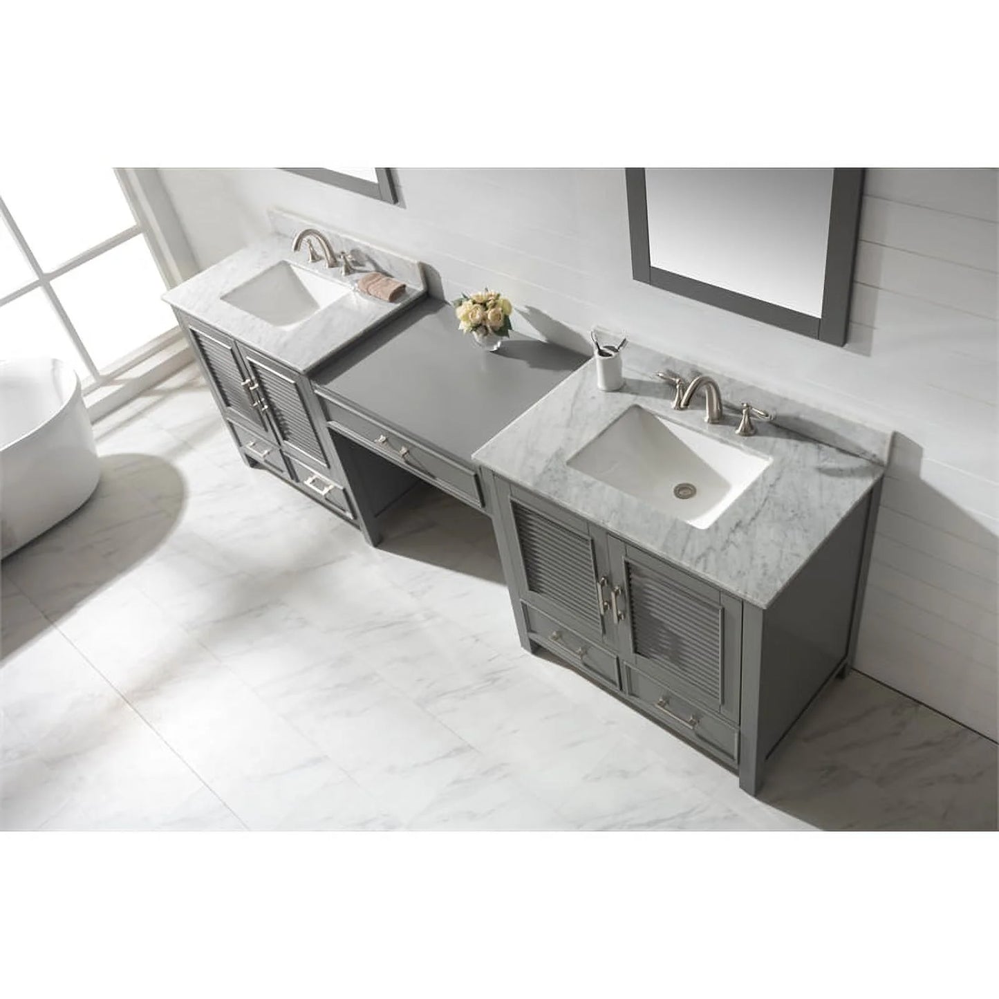 Design Element Estate 102" Double Sink Bathroom Vanity Modular Set in White
