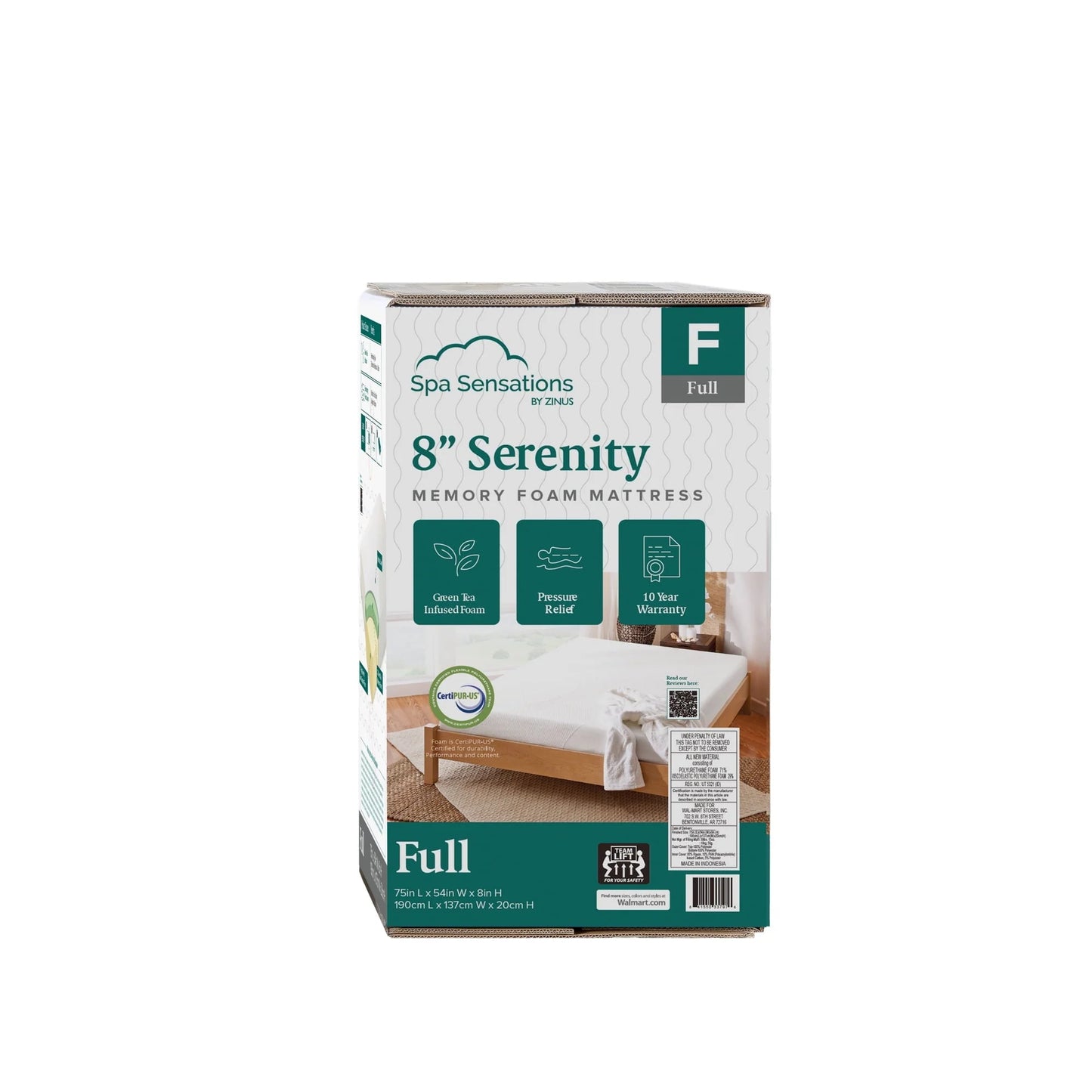 Spa Sensations Serenity by Zinus 8" Memory Foam Mattress, Full