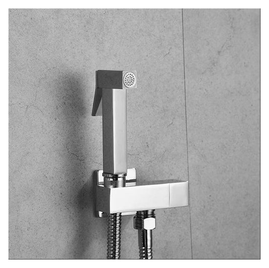 Hand Held Bidet Sprayer Douche Toilet Kit Bidet Faucet Rose Gold Square Shattaf Shower Head Copper Valve Set Jet Bidet Faucet