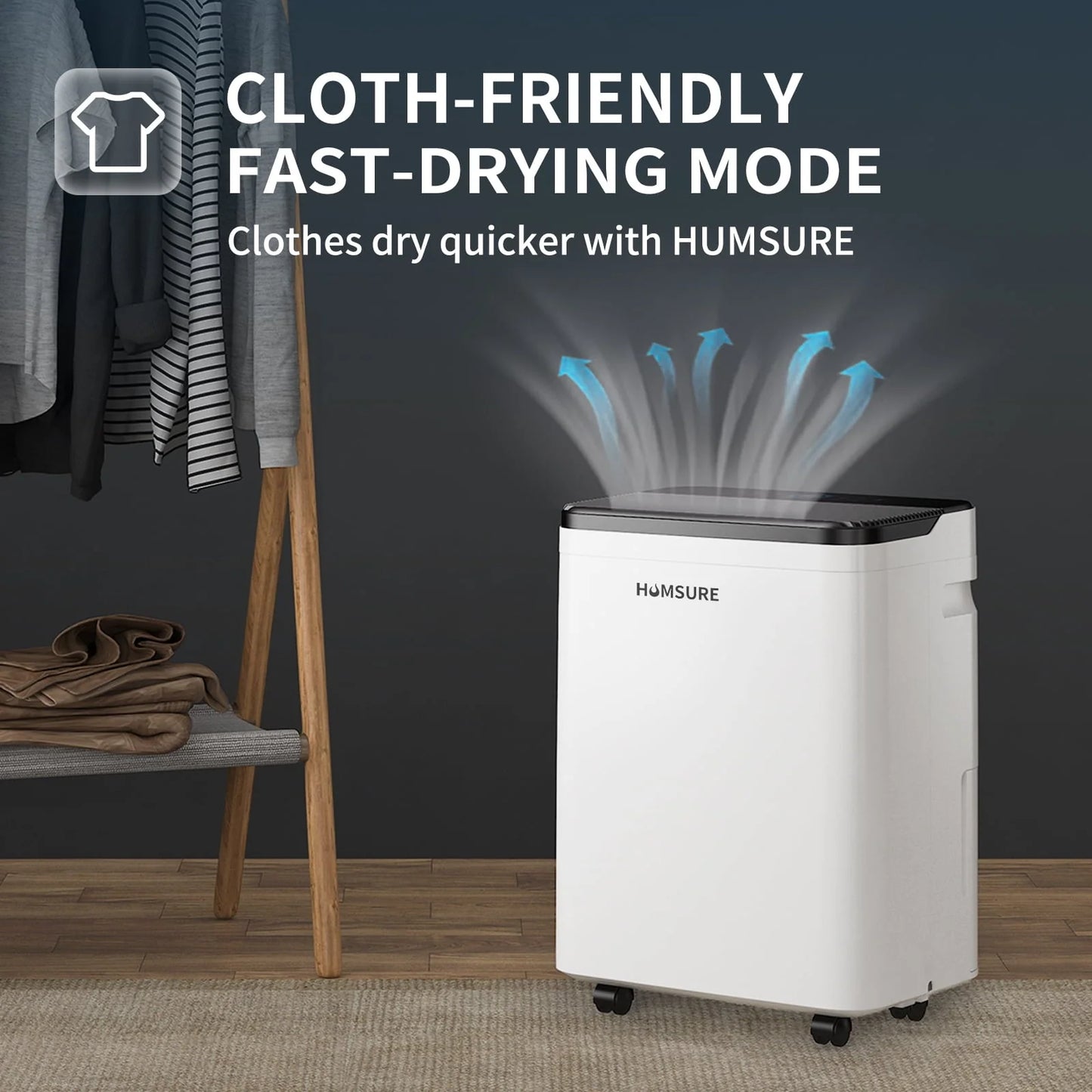 HUMSURE Dehumidifier 50 Pint Intelligent Humidity Control, 4,500 sq. ft. for Basements, Large Rooms, Bathrooms, Max Moisture Removal 70 Pints (95 "F, 95% RH)