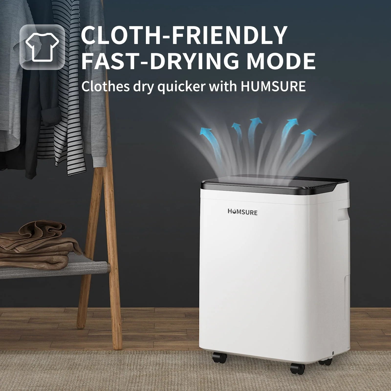 HUMSURE Dehumidifier 50 Pint Intelligent Humidity Control, 4,500 sq. ft. for Basements, Large Rooms, Bathrooms, Max Moisture Removal 70 Pints (95 "F, 95% RH)