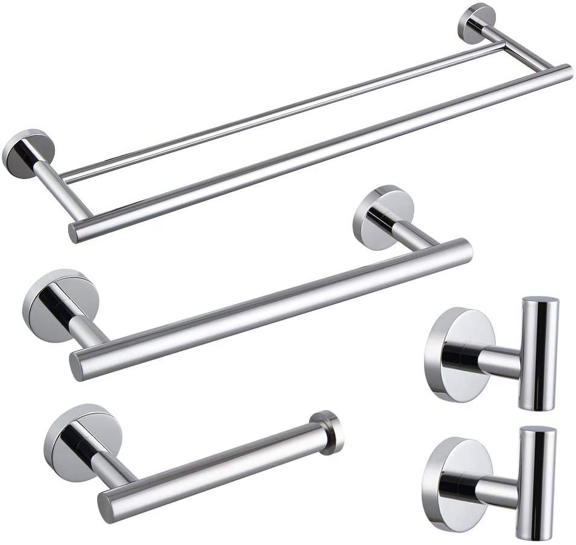 Matte Black Bathroom Accessories Kit 5-Pieces Bathroom Hardware Set Wall Mounted - Includes 24" Double Towel Bar, 12" Hand Towel Bar, Toilet Paper Holder, 2X Robe Towel Hooks ...