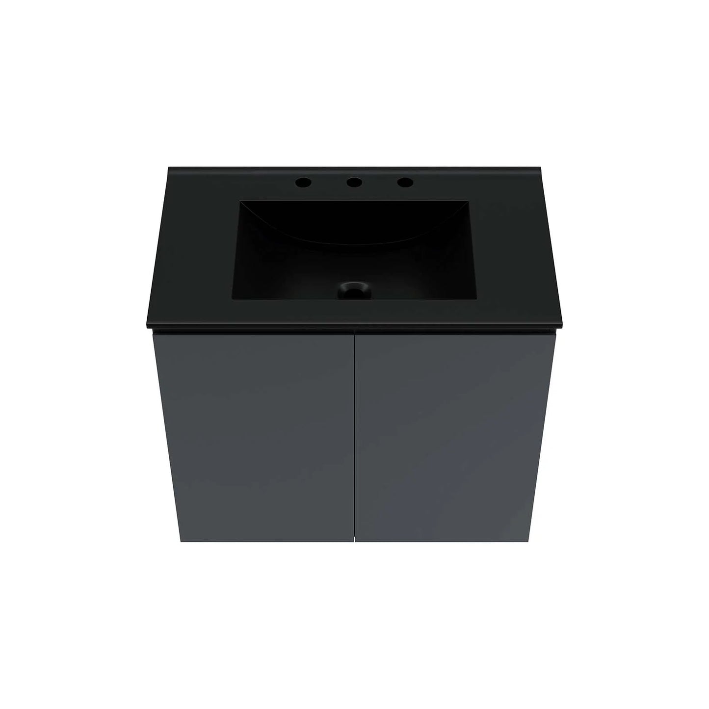 Sink Vanity Cabinet, Wall Mount, Grey Gray Black, Ceramic, Melamine, Modern Contemporary, Hotel Bedroom Bathroom Master Suite Guest