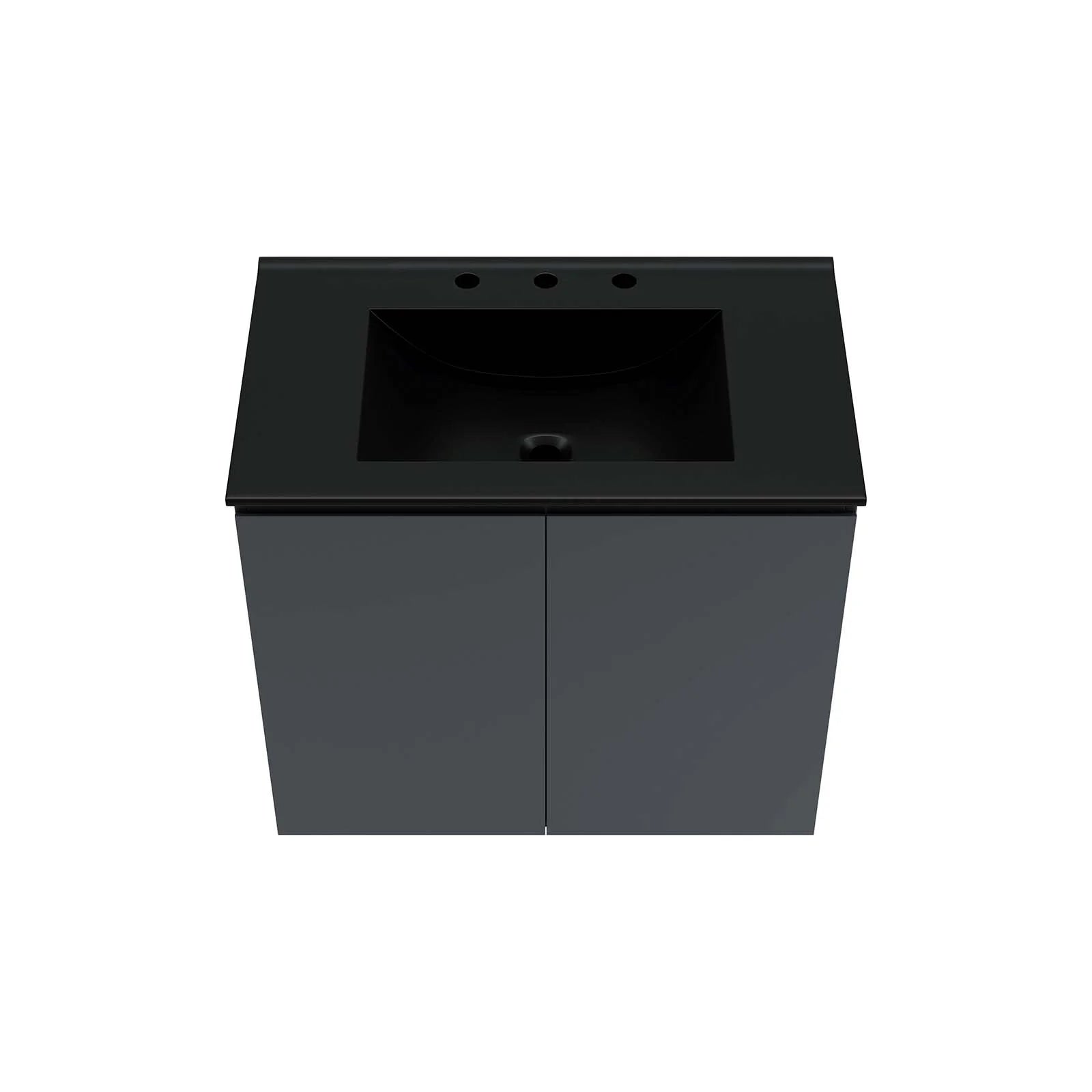 Sink Vanity Cabinet, Wall Mount, Grey Gray Black, Ceramic, Melamine, Modern Contemporary, Hotel Bedroom Bathroom Master Suite Guest