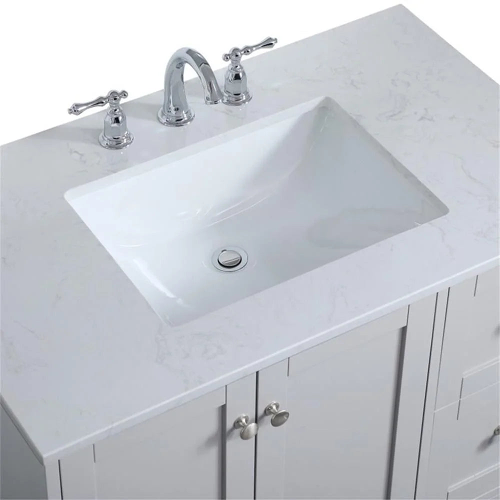 Elegant Decor Sommerville 36" Single Quartz Top Bathroom Vanity in Gray
