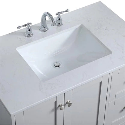 Elegant Decor Sommerville 36" Single Quartz Top Bathroom Vanity in Gray