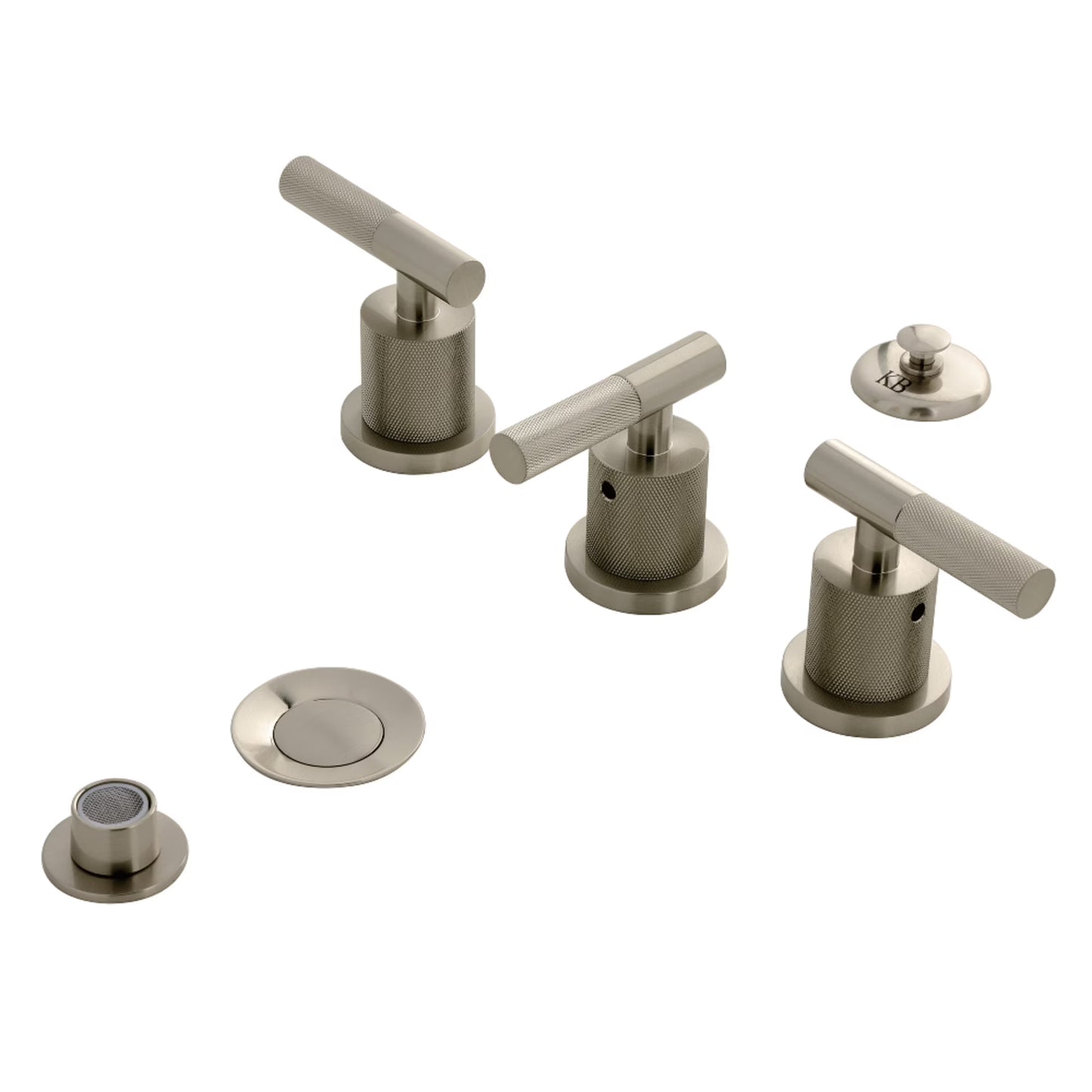 Kingston Brass KB6320KNL Convergent Three-Handle Bidet Faucet with Knurled Handle and Brass Pop-Up, Matte Black