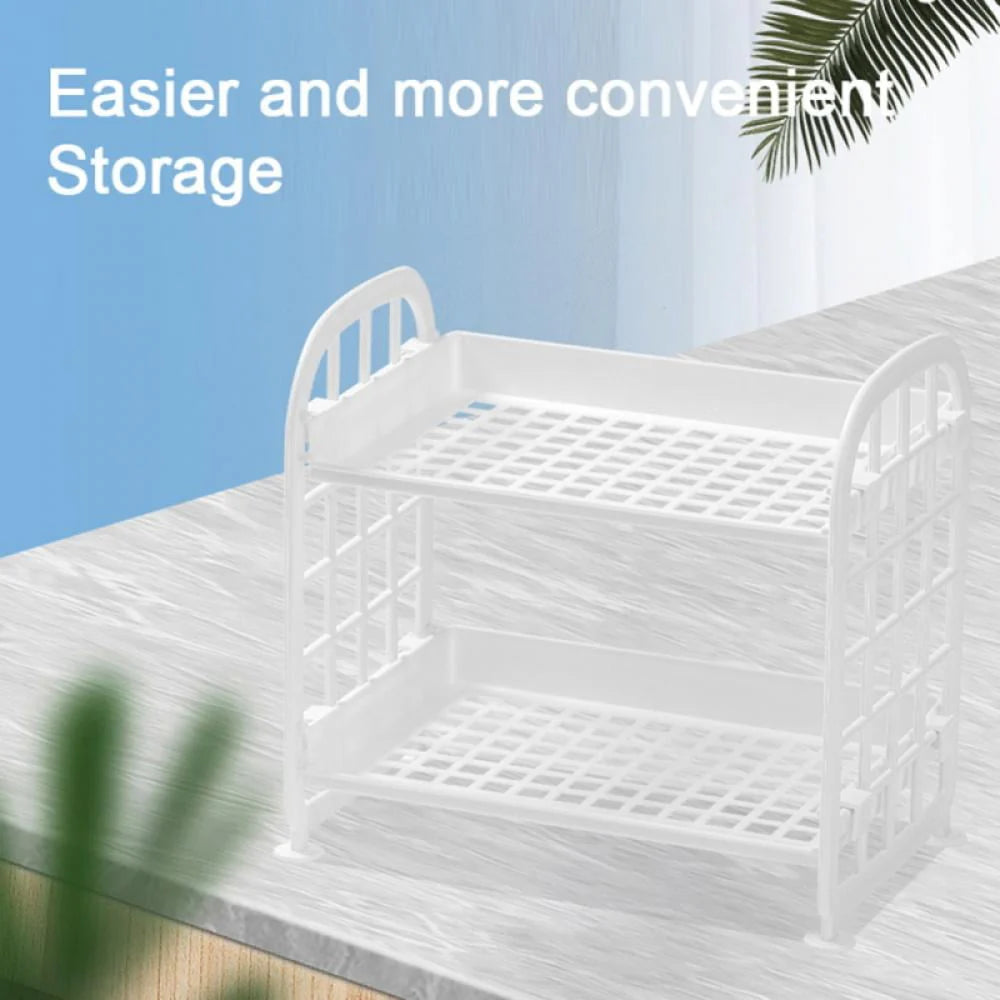2 Tier Pure Plastic Freestanding Storage Racks Shelf Tower Durable Indoor Bathroom Garage